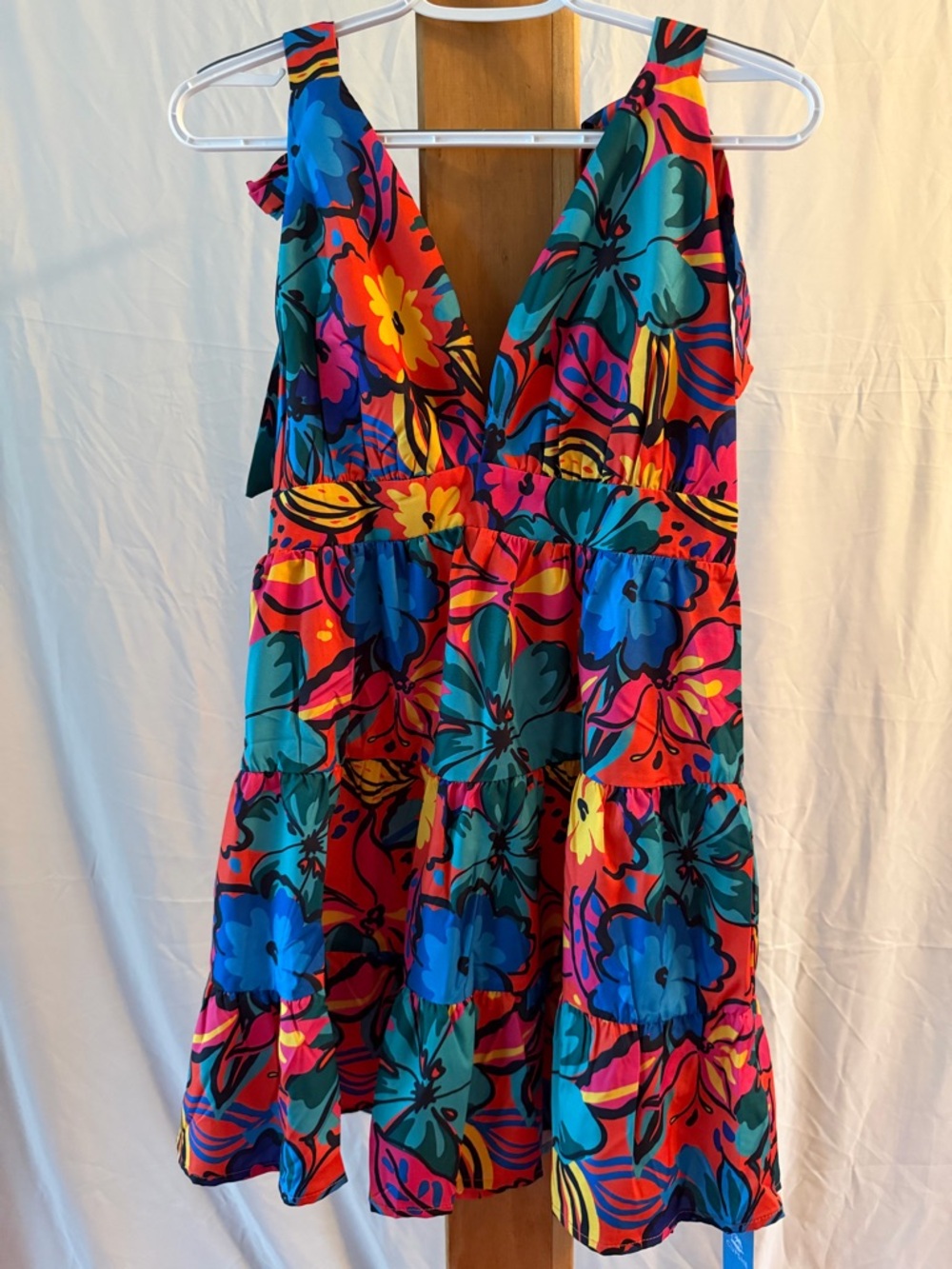 Vibrant Multi-Color Floral V-Neck Summer Dress